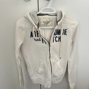 Abercrombie & Fitch White Zip-Up Hoodie